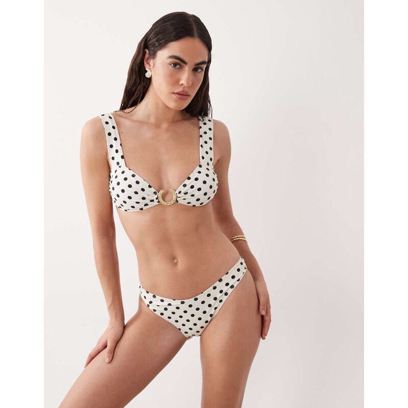 Aray polka dot bralet bikini set in white