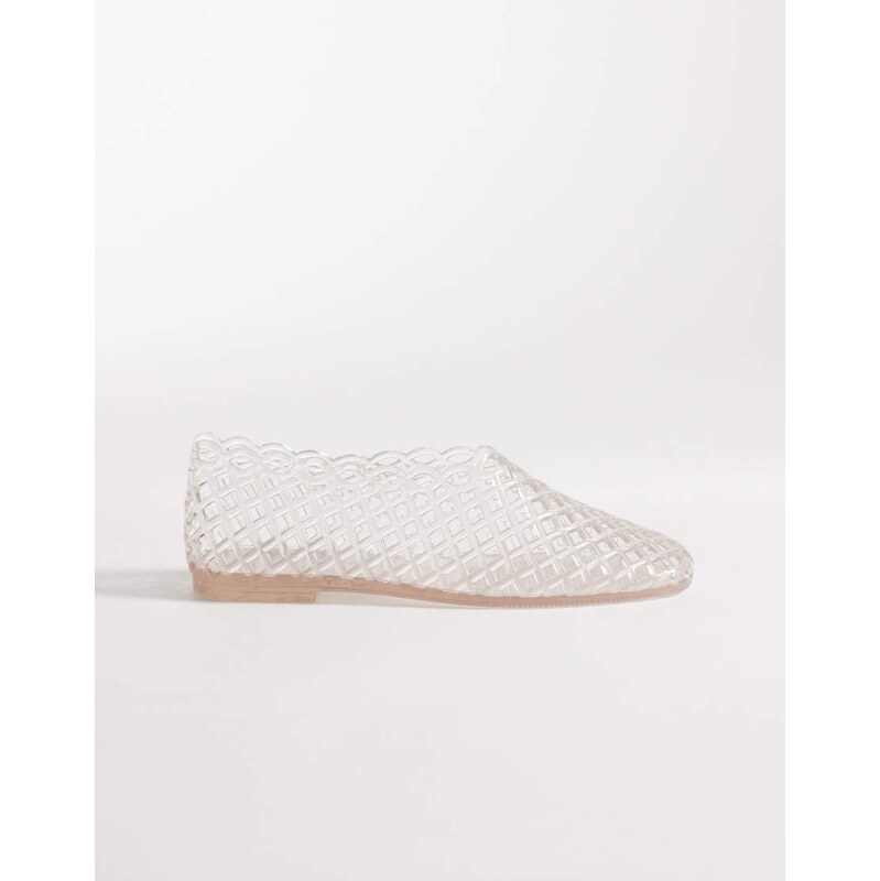 Steve Madden Grove embellished slip on jelly shoes in clear-No