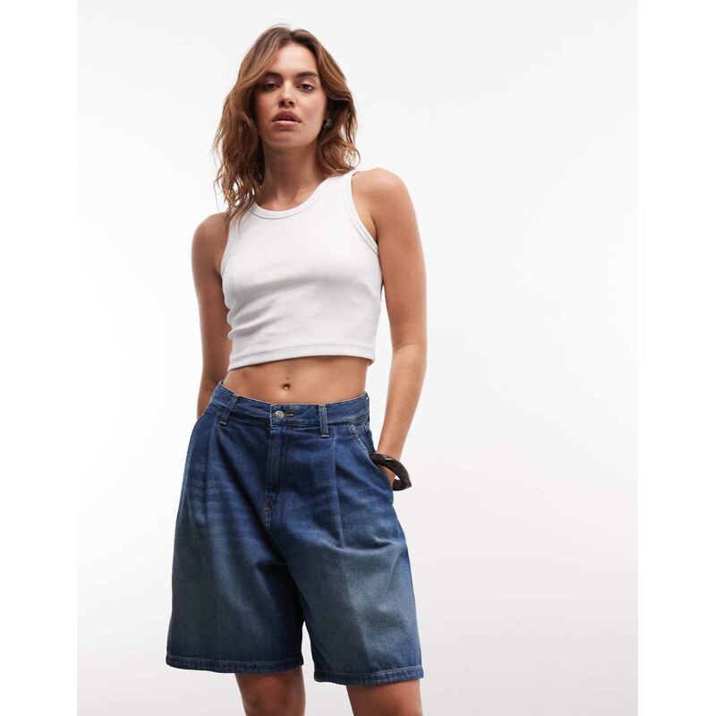 Carhartt WIP alta loose fit shorts in mid wash-Blue