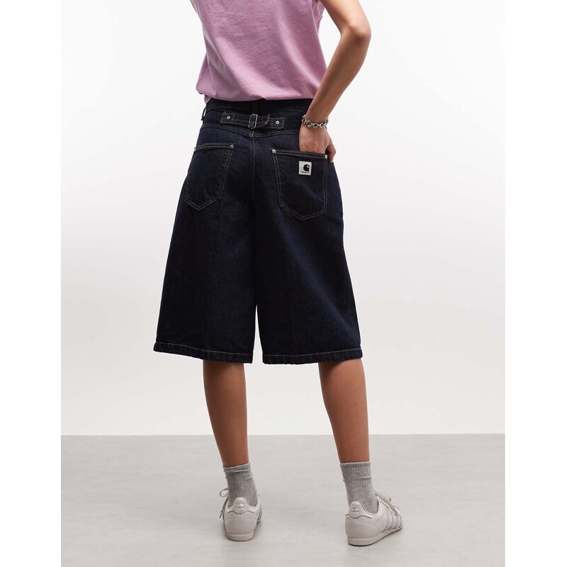 Carhartt WIP belmont shorts with cinch back belt in rinse-Blue