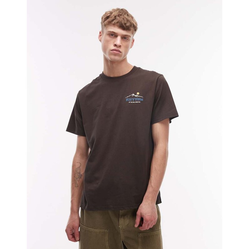 Rhythm mountain back print t-shirt in black