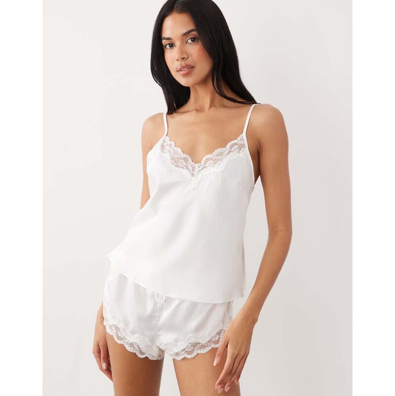 Boux Avenue Amelia bridal satin cami set in ivory-White 115522517
