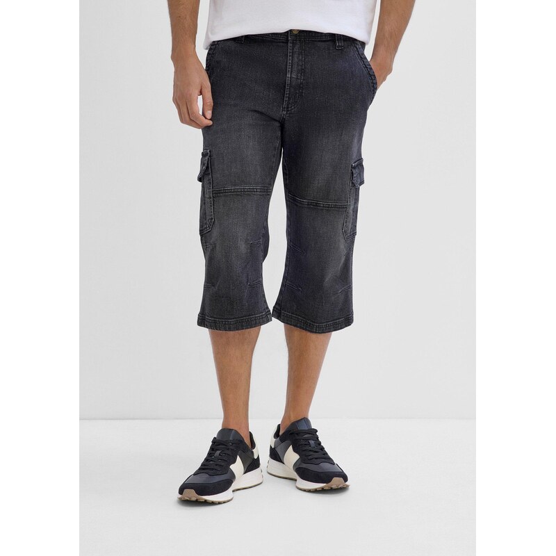 bonprix 3/4 cargo džíny Regular Fit, Straight černá Muž 115405448