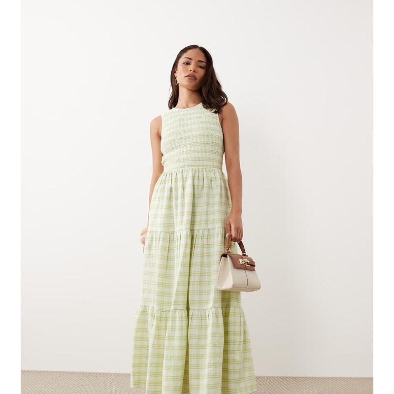 Nobodys Child Petite cotton shirred bodice tiered skirt maxi