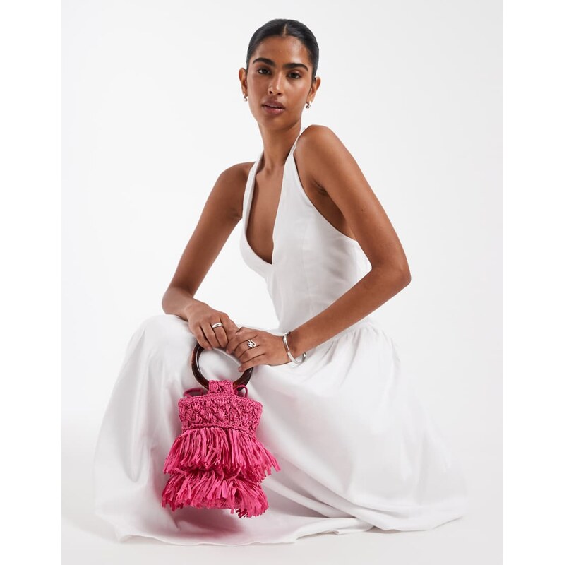 Kiss The Sky halter neck midaxi dress in white 115609957