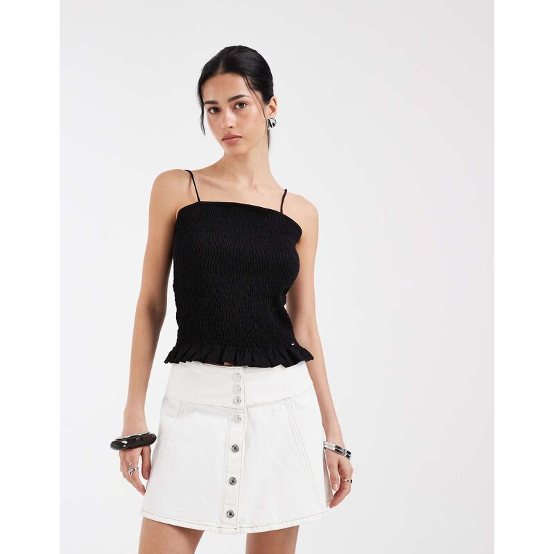 Tommy Jeans slim fit strappy top in black