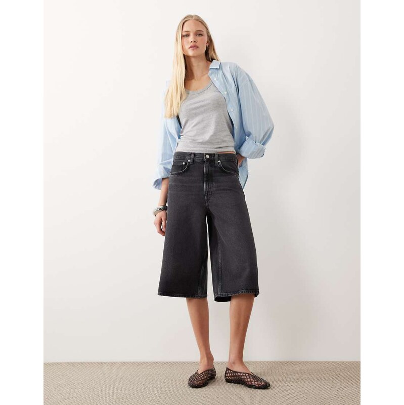 ARKET bermuda loose fit denim shorts in black
