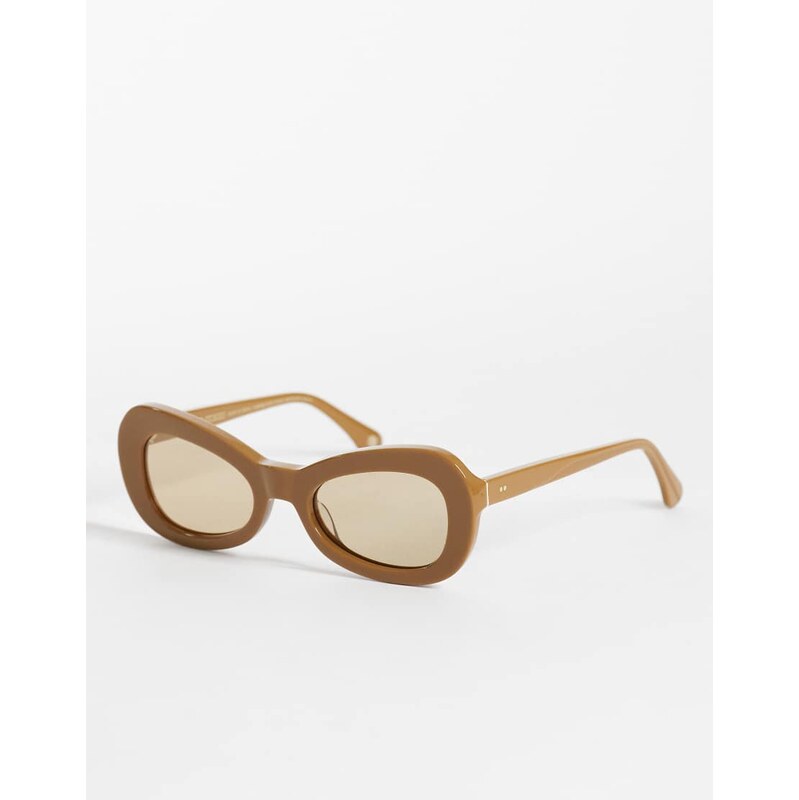 & Other Stories rounded cat eye acetate sunglasses in brown tortoise 115595190