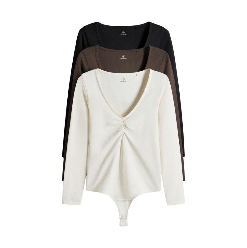 The Set Tričkové body hnědá / černá / offwhite 115416215