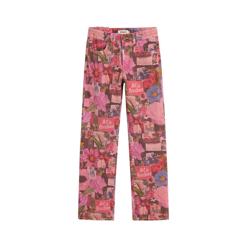 Desigual Džíny mix barev / pastelově červená