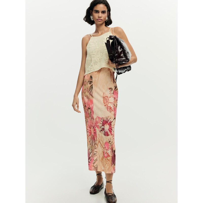 Desigual Šaty béžová / hnědá / pink