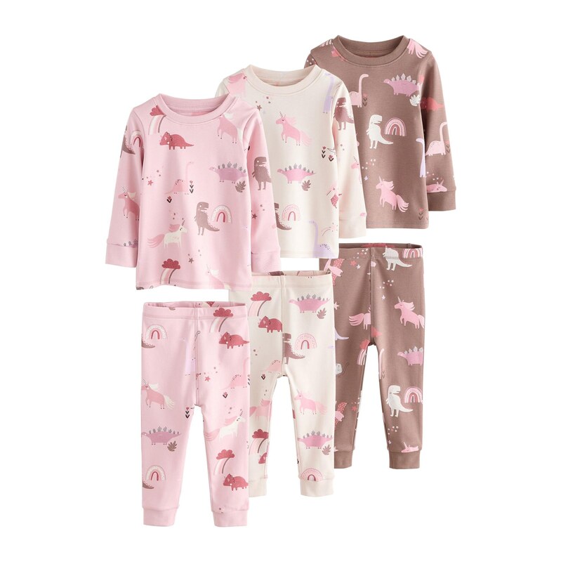 Next Pyžamo Dino Snuggle krémová / čokoládová / růžová