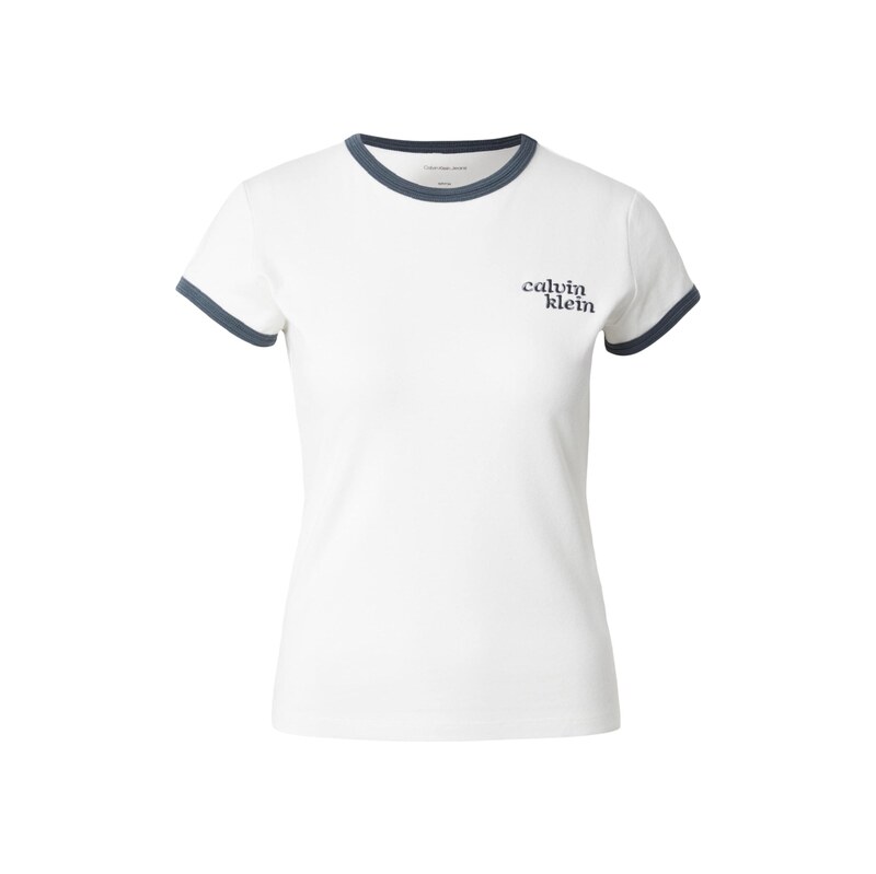 Calvin Klein Jeans Tričko Embroidered Logo Ringer režná / šedá
