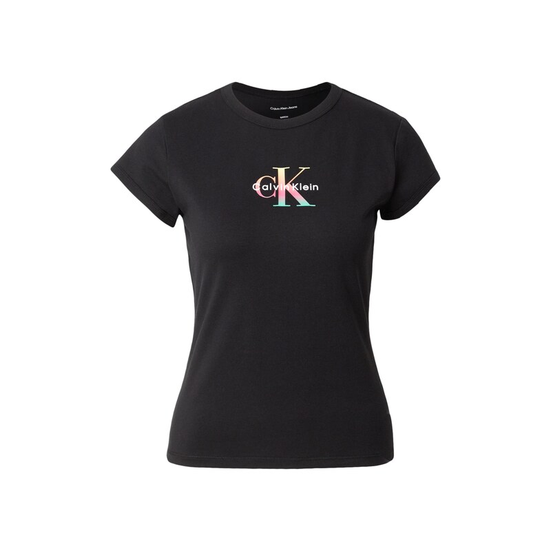 Calvin Klein Jeans Tričko Slim Monogram - Pride tyrkysová / pink