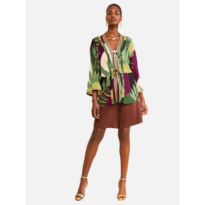 love & roses Kimono krémová / zelená / khaki / bobule 115419773