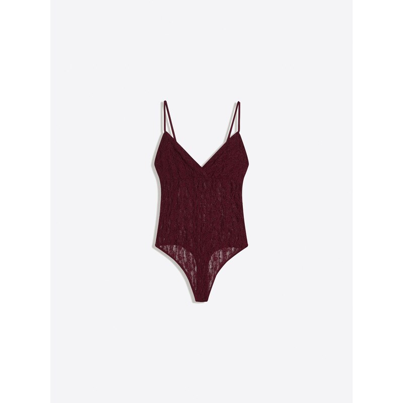 Bershka Tričkové body vínově červená