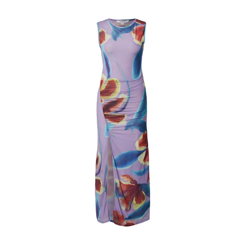 TOPSHOP Šaty azurová / kiwi / bledě fialová / tmavě červená