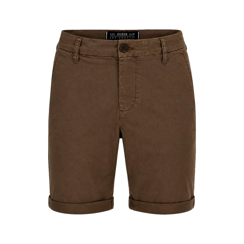 GUESS Kalhoty Myron Short hnědá