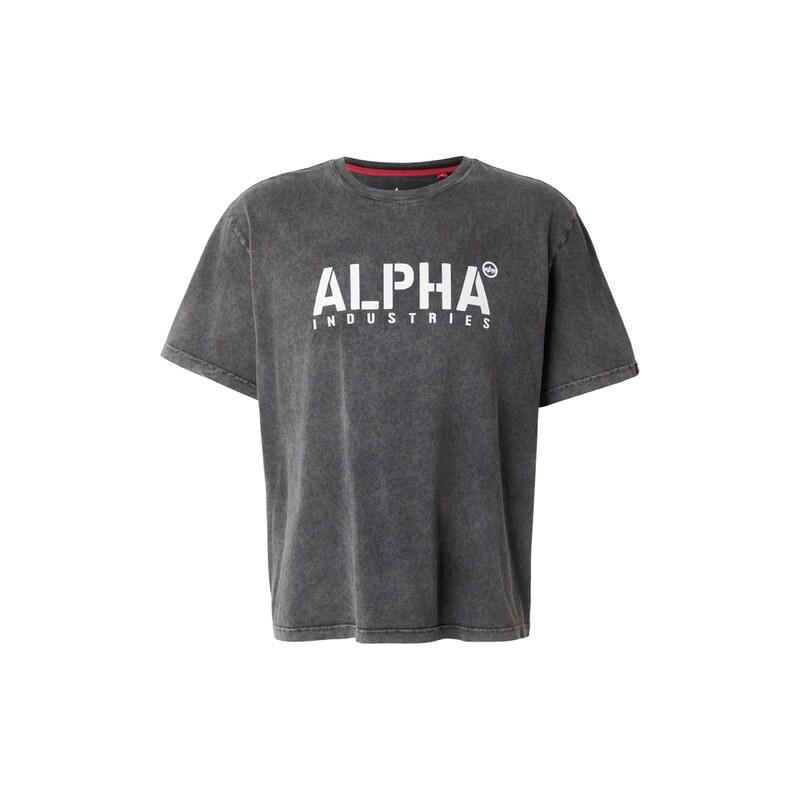ALPHA INDUSTRIES Tričko černá / bílá