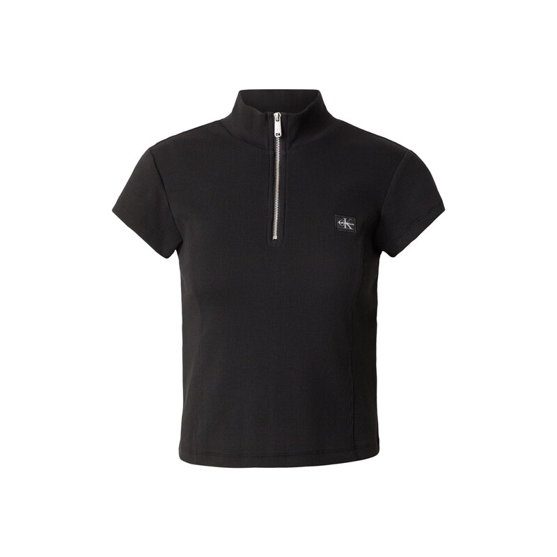 Calvin Klein Jeans Tričko Monologo Quarter-zip černá