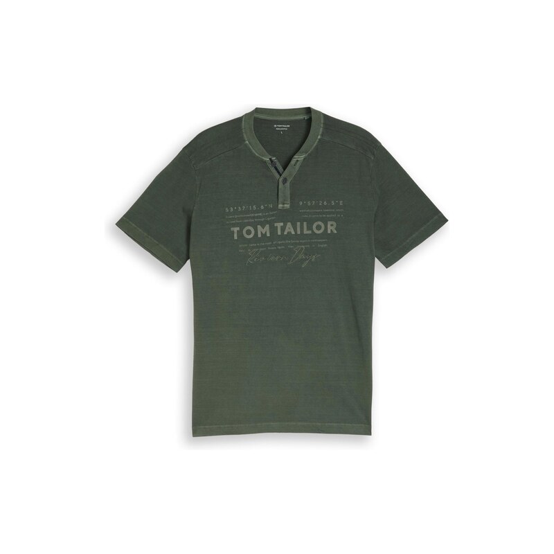 TOM TAILOR Tričko khaki / tmavě zelená
