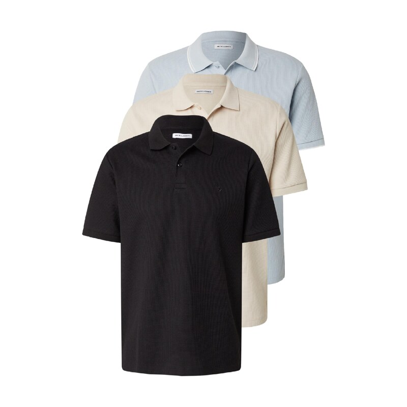 JACK & JONES Tričko JJEAUSTIN krémová / světlemodrá / černá