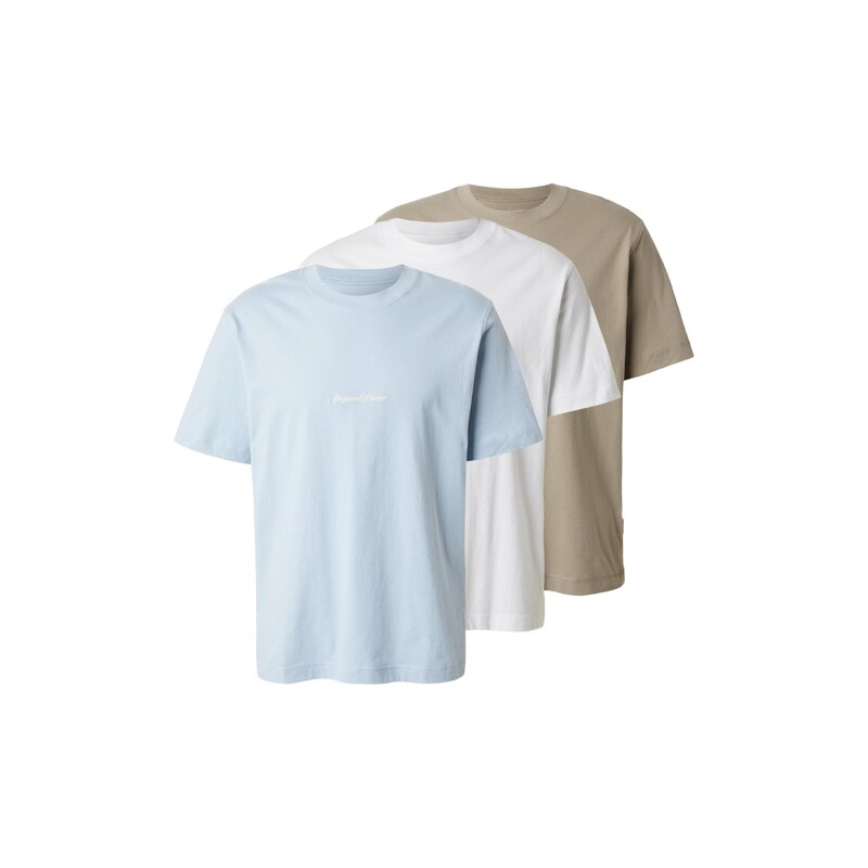 JACK & JONES Tričko JORNORREBRO světlemodrá / khaki / bílá