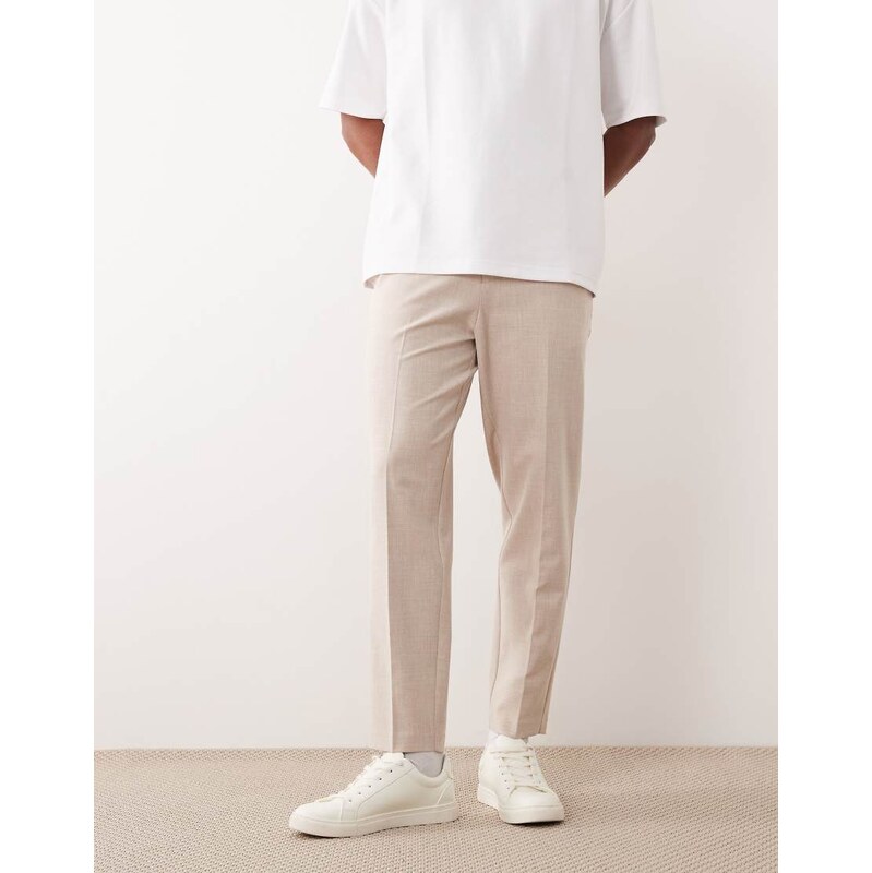 ASOS DESIGN tailored comfort stretch tapered trousers in stone