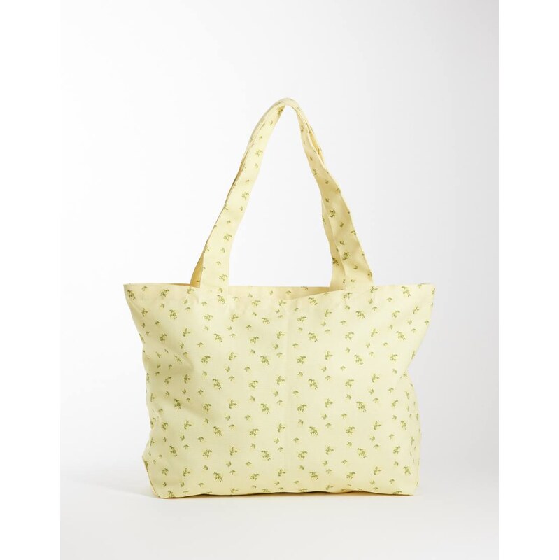 JJXX floral print tote bag in butter yellow 115521294