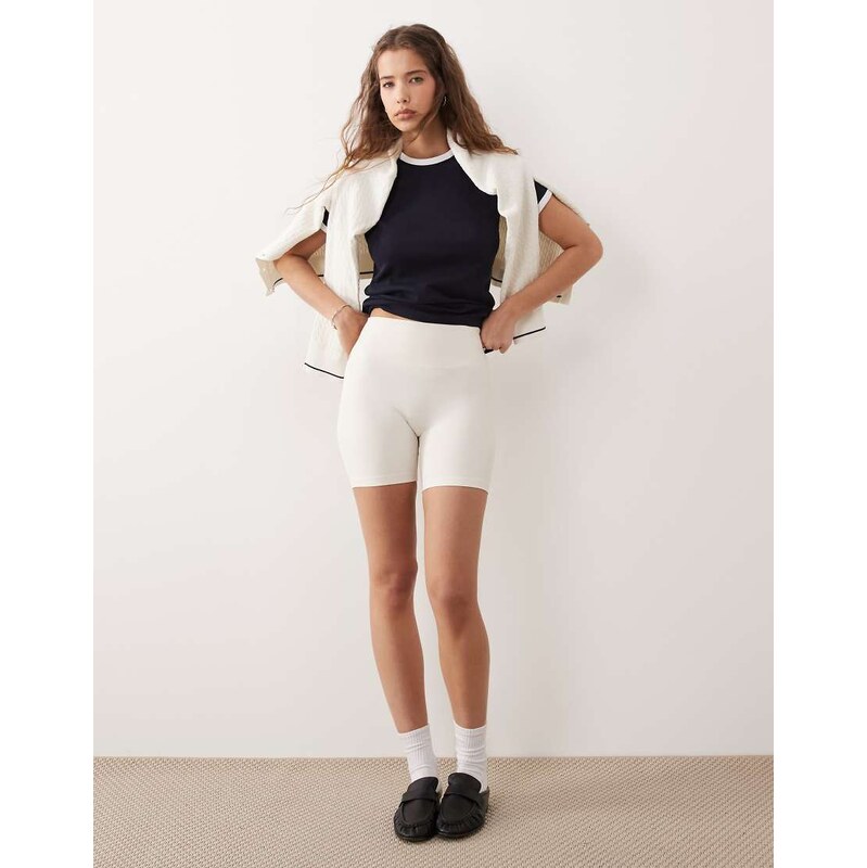 ARKET soft stretchy legging shorts in off white