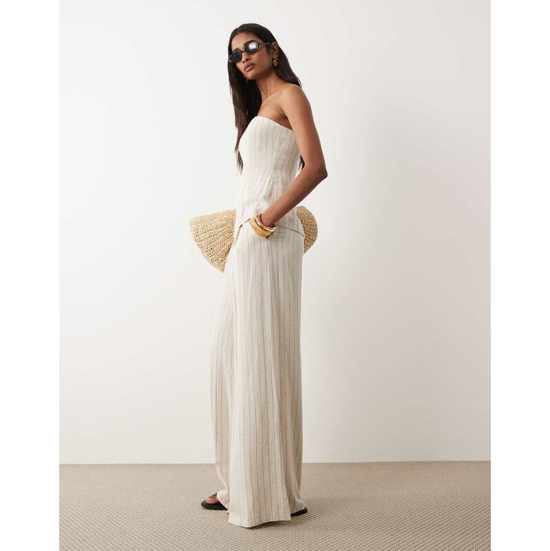 Miss Selfridge tailored linen look palazzo trouser in neutral