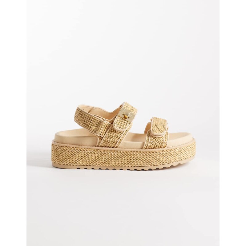 Steve Madden Bigmona flatform sandals in natural raffia-Neutral