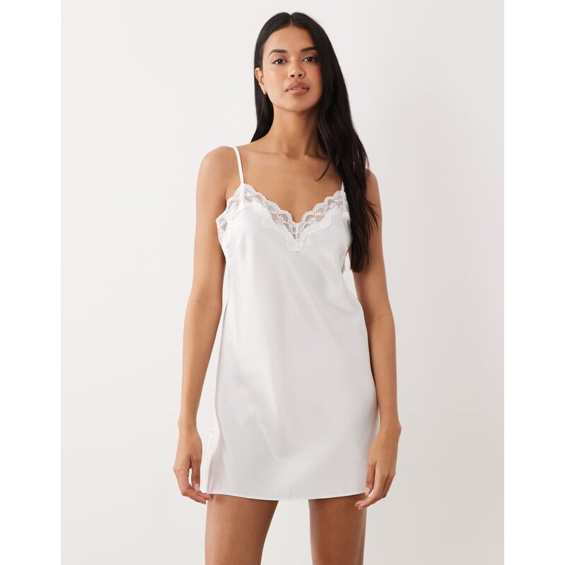 Boux Avenue Amelia bridal satin chemise in ivory-White 115422519