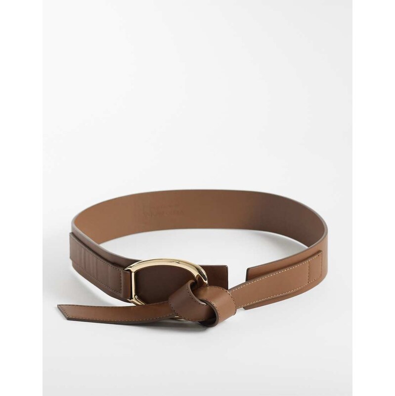 Vero Moda double tie detail chunky belt in brown-Black 115422532