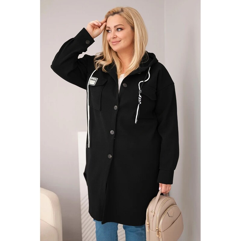 Kesi Włoski Dámský plus size kabát s kapucí Kesi