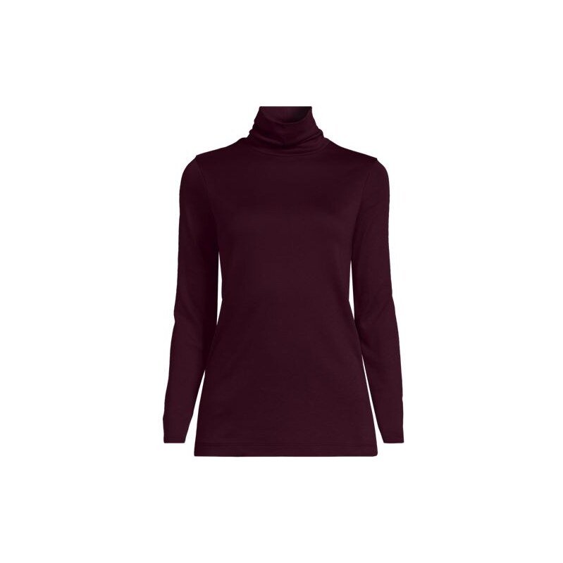 Shaped Supima Long Sleeve Roll Neck, Women, size: 10-12, petite, Red, 115632162