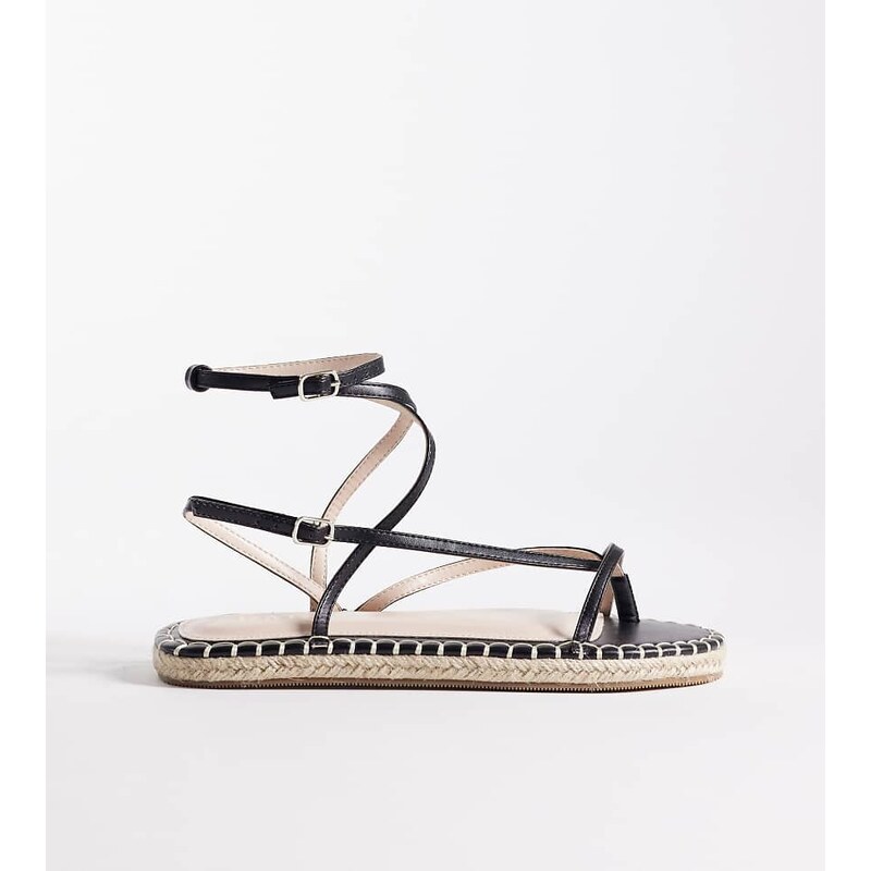 RAID Wide Fit Danita espadrille flat sandals in black 115526061