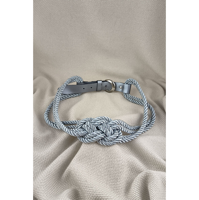 MANON Šedostříbrný opasek s uzlem 115497537