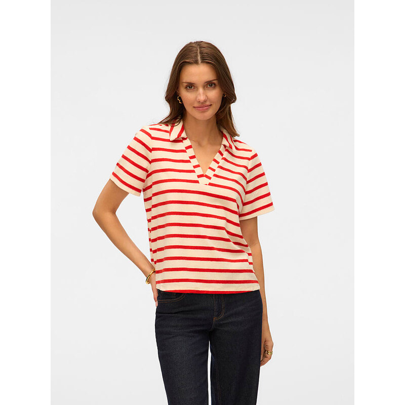 Tričko Vero Moda Creme/ Rot 7000291