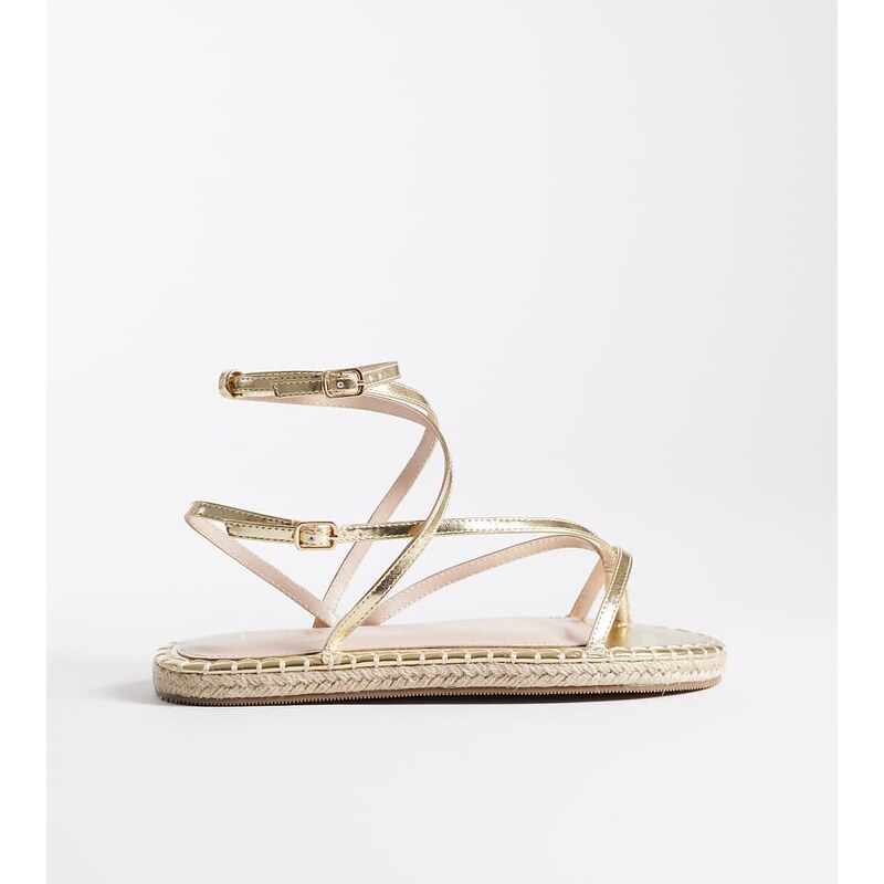 RAID Wide Fit Danita espadrille flat sandals in gold 115527452