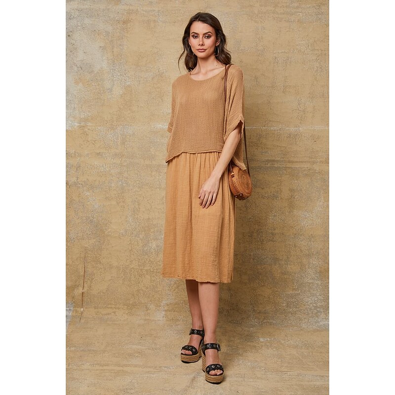 Šaty La Compagnie Du Lin Camel 5902996 115453641