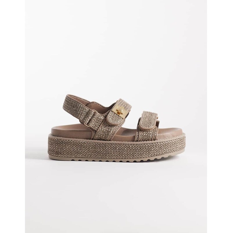 Steve Madden Bigmona flatform sandals in charcoal raffia-Grey 115454879