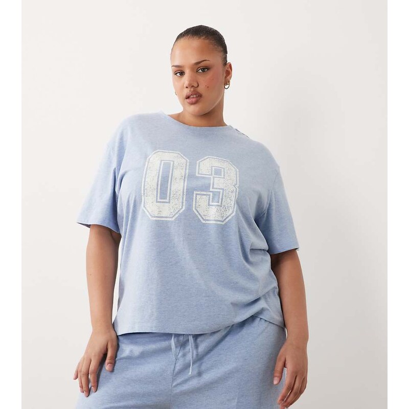 ASOS Curve ASOS DESIGN Curve 03 graphic oversized tee and short set in 115609965