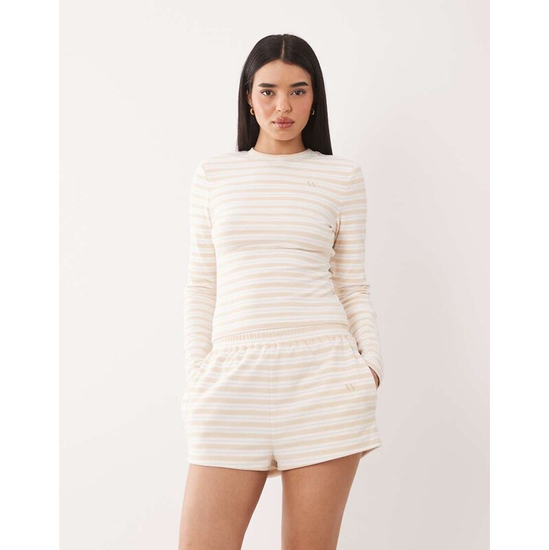 Wanderdoll Frankie premium jersey shorts co-ord in milk and