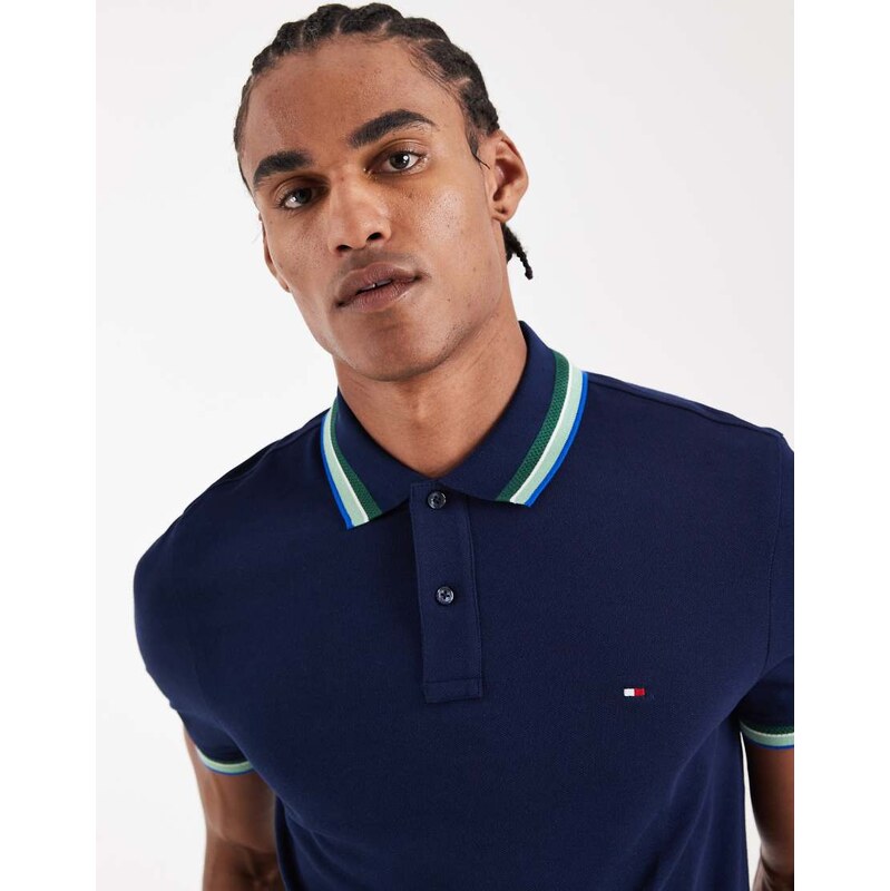 Tommy Hilfiger contrast collar & cuff regular fit polo shirt in navy