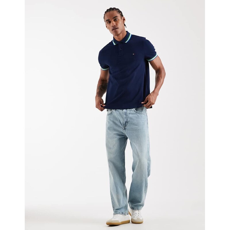 Tommy Hilfiger contrast collar & cuff regular fit polo shirt in navy