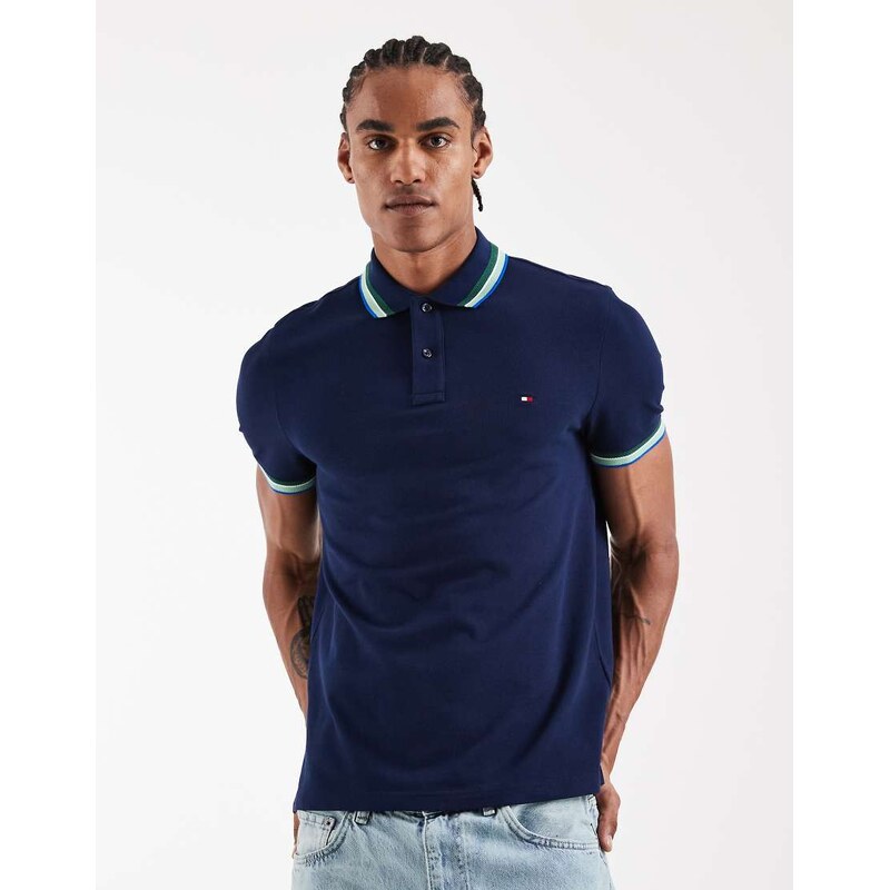 Tommy Hilfiger contrast collar & cuff regular fit polo shirt in navy