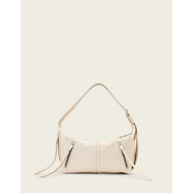 AllSaints Jean Rey leather shoulder bag in off white