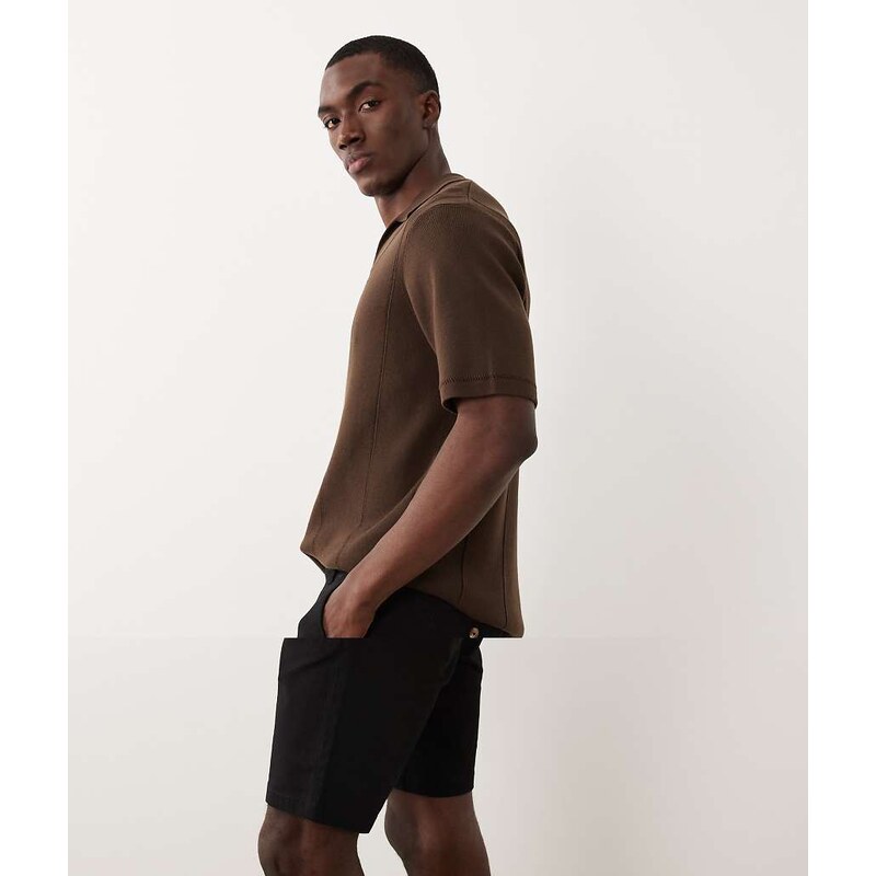 ASOS DESIGN 2 pack slim fit chino shorts in black and navy-Multi