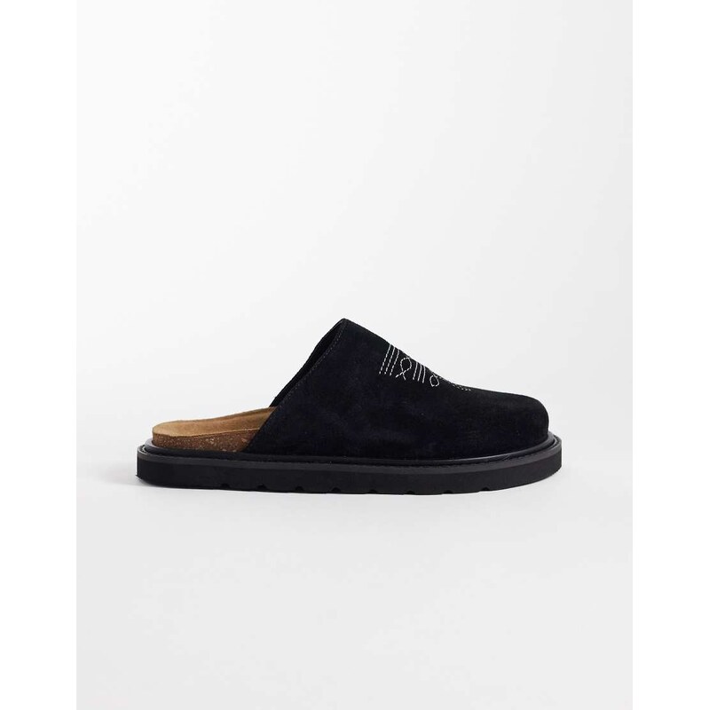 Walk London Holly western mule in black suede 115454862